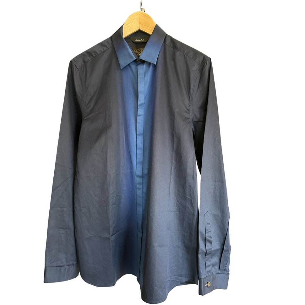 Paul Smith British Collection Men's Dress Shirt 15.5 39 Navy Mde in Italy